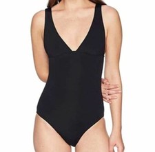 $118 Seafolly Women's Black Solid Active Maillot One-Piece Swimsuit Size AU8 US4 picture