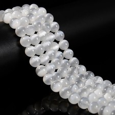 Natural Selenite Smooth Round Beads Size 6mm 8mm 10mm 12mm 16mm 18mm 15.5