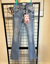NWT Love Soho Women’s Flare Jeans Size 00 Light Wash Stretch Denim Y2K Boho picture