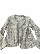 Coldwater Creek Women's Gray Heathered Knit Open Front Long Sleeve Cardigan M picture