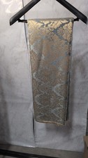 Blue Gold Damask Floral Jacquard Table Runner Elegant Decorative Linen picture