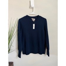 J.Crew 100% Cashmere Classic Crewneck Sweater Navy XS NWT BA400 picture