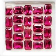 10 PCS Natural Red Ruby Loose Gemstone Certified Emerald Shape Lot picture