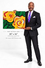 Original Contemporary 20x16 Earth Tone Floral Abstract Acrylic Canvas Painting picture