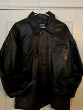Vintage 90s Pelle Pelle Marc Buchanan Black Leather Jacket - Size 42 Heavyweight picture