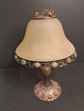 VTG PartyLite Paris Tealight Votive Lamp Bronze Amber Glass Tea Light Included picture
