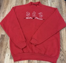 Mickey Classics Vintage Red Crewneck Embroidered Disney Unlimited Tag 90s Medium picture