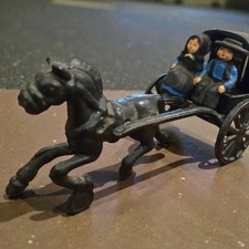 Amish Horse Carriage Cast Iron Figurine Detailed Hand-Painted Characters (V2) picture