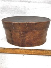 antique pantry box oval bent wood sewn laced laps 6x4x3 original 1800 best  picture