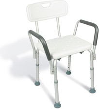 Rose HealthCare Shower Chair with Back Bath Seat & Arms Adjustable Height-250lbs picture