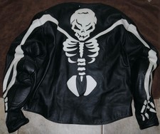 VTGE Y2K ERA NEXX UNLIMITED COW HIDE BODY ARMOUR LEATHER JACKET SKELETON SKULL picture