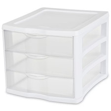 Sterilite Desktop Drawer, 3 Drawer Clear Plastic Countertop Drawer, White New... picture