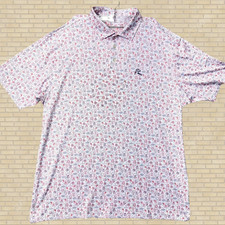 Rhoback The American Icon Men Golf Polo Shirt White Red Blue USA Flag Size M picture