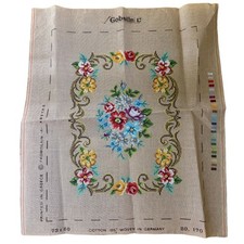 Vintage Gobelin Needlepoint Canvas 73x60cm Printed Greece 100% Cotton Germany picture
