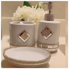 Bling White Ceramic Bling Bathroom Set picture