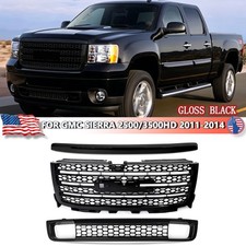 For GMC Sierra 2500 HD Denali 2011-14 Gloss Black Front Grille Hood Molding Trim picture