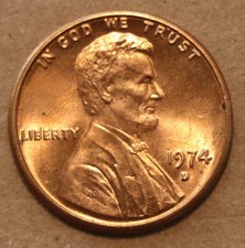1974 D Lincoln Memorial Cents  BU picture