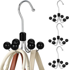 Hoodie Hangers 4-Pack with 6 Wood Balls, 360°Swivel Purse Hanger, Scarf Hanger,  picture