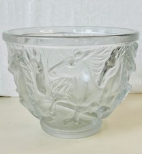 LOVELYVTG ART DECO CZECH LEADED FROSTED CRYSTAL GALLOPING HORSES ART GLASS BOWL picture