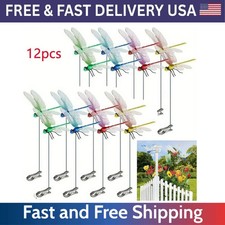 12 Fake Dragonfly Clips Clip on Dragonfly for Outdoors 3D Dragonfly Garden Decor picture