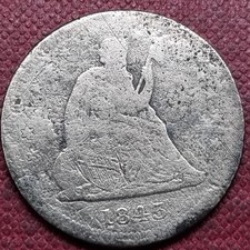 1843 O Seated Liberty Quarter 25c Circulated Details EARLY DATE #103064 picture