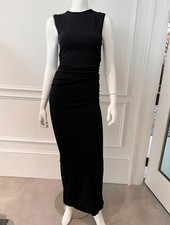 Dissh Black Ruched Midi Dress Sheath Sleeveless Size XS Crew Neck picture
