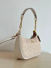 Coach NWT Teri Shoulder Bag In Signature Canvas CV933 Gold/Sand/Chalk picture
