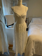 Lulus White Floral Lace Sweetheart Bustier Spaghetti Strap Midi Dress S picture