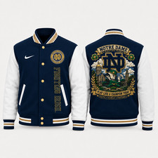 Notre Dame Go Irish Pride Baseball Jacket - ALL PRINT picture