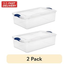 (2 pack) Sterilite 32 Quart Medium Latching Storage Bin, Clear Plastic Storage picture