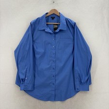 Torrid Lizzie Studio Poplin Shirt Womens 2X Plus Blue Button Up Long Sleeve NWT picture