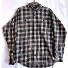 Patagonia Organic Cotton Flannel Shirt Mens Medium Grey Tan Plaid Button Down picture