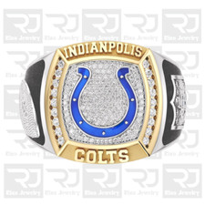 Indianapolis Colts Men's 2. Ct Moissanite Two-Tone 925 Silver Championship Ring picture