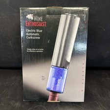 Wine Enthusiast Electric Blue Automatic Wine Opener Stainless Steel New Open Box picture