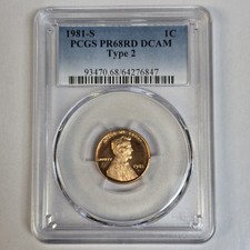 1981-S Type 2 Lincoln Memorial Cent Proof PR68 RD DCAM Brilliant Red Color Lot picture