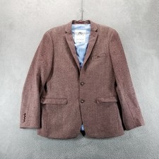 Moods of Norway Blazer Mens 54 Brown Wool Herringbone Sport Coat Pockets picture