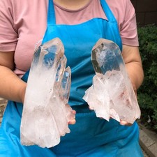 2Pcs 4.2LB Natural White Clear Quartz Crystal Cluster Rough Healing Specimen picture