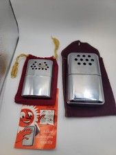 2 Rare 1970s Vintage Jon-E Hand Warmer Lot w/ Cases Stainless Steel  picture