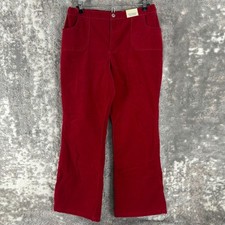 New Covington Petite Size 14 1/2 Adjustable Waist Corduroy Pants Red Women picture