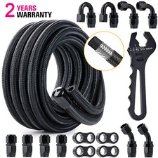 AN6 AN8 AN10 10FT 20FT CPE Braided Nylon Fuel Hose Line Kit w/ Hose end Fittings picture