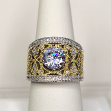 JTV Bella Luce 925 CZ Ring sz-8 Sterling Silver Filigree 9.9g Chunky Band New picture