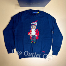 POLO PALPH LAUREN Polo Navy Bear Sweater | Holiday Limited | Men L, NWT picture