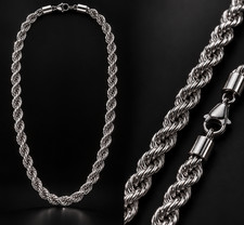 Titanium Rope Chain Necklace for Men and Women , Platinum Tone, Durable Braided. picture
