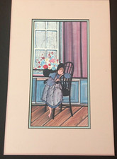 P Buckley Moss Signed Numbered Art Print Pensive Moments Matted 1985 Melancholic picture