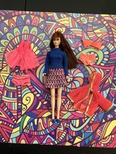 Vintage 1968 TNT Mod Era Barbie Red Hair Reroot, Clothes, Shoes, Stand Included picture
