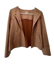 Chico’s Women’s Brown Button Front Jacket Pockets Long Sleeve Short Size 0 picture