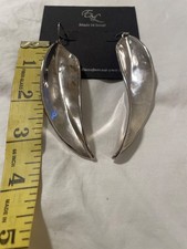E & L Sterling Silver Electroform  NWOT  Made In Israel Earrings 3.8” L picture