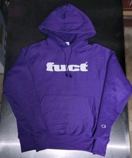 FUCT OG Logo Champion Hooded Sweatshirt Purple Size Medium 2021 *RARE* picture