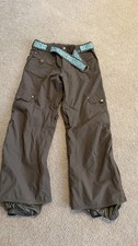 Burton Ski Pants Women's Sz Medium Snowboarding Brown Teal Belted Cargo Y2K VTG picture