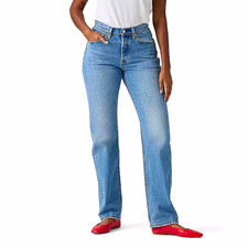 NWT Levi's 501 Light Wash Blue Denim Straight Leg High Rise 5-Pocket Jeans picture